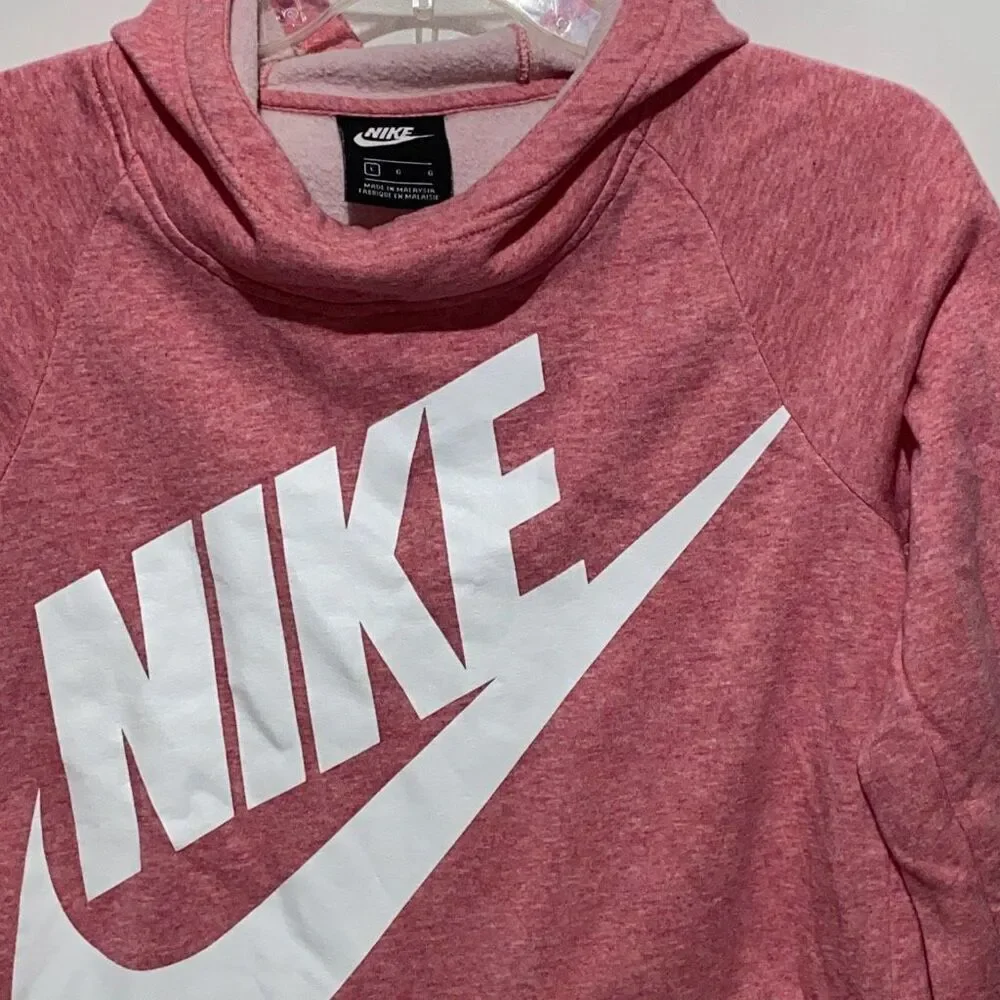 Nike Women's Pink Raglan Sleeve Cropped Hooded Sweatshirt Size Large‎